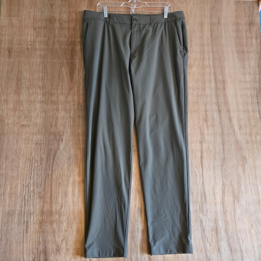 Lululemon ABC Slim Fit Warpstreme Olive Green Sage Mens Pants Size 36x34 Golf